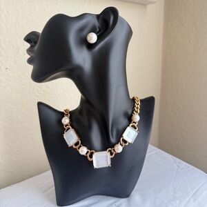 Honora Gold Tone Cuban Link Necklace Pearl Mother of Pearl Sample Sale Piece 🇮🇹